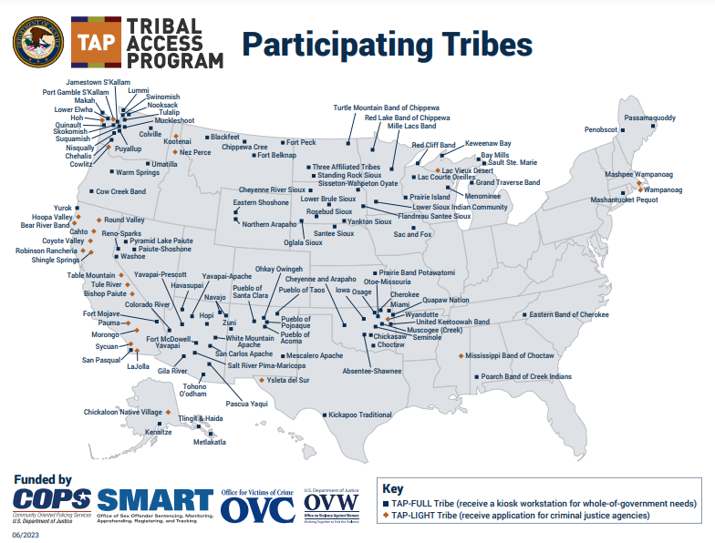 Tribal Access Program - Participating Tribes Map 